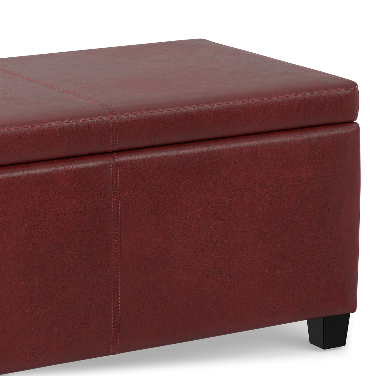 Red Vegan Leather | Avalon Storage Ottoman in Vegan Leather