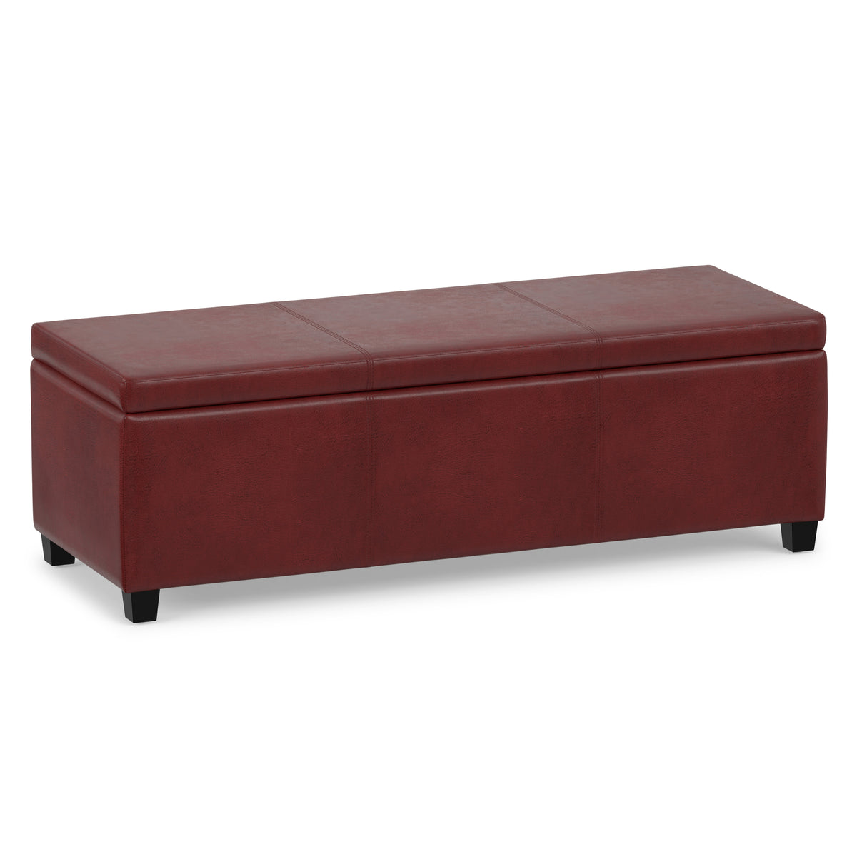 Red Vegan Leather | Avalon Storage Ottoman in Vegan Leather