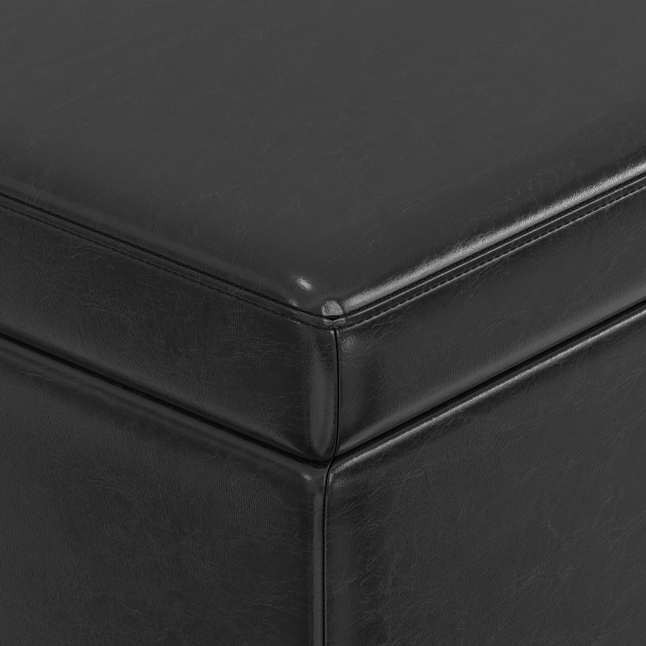 Midnight Black | Avalon 60 inch Storage Ottoman Bench