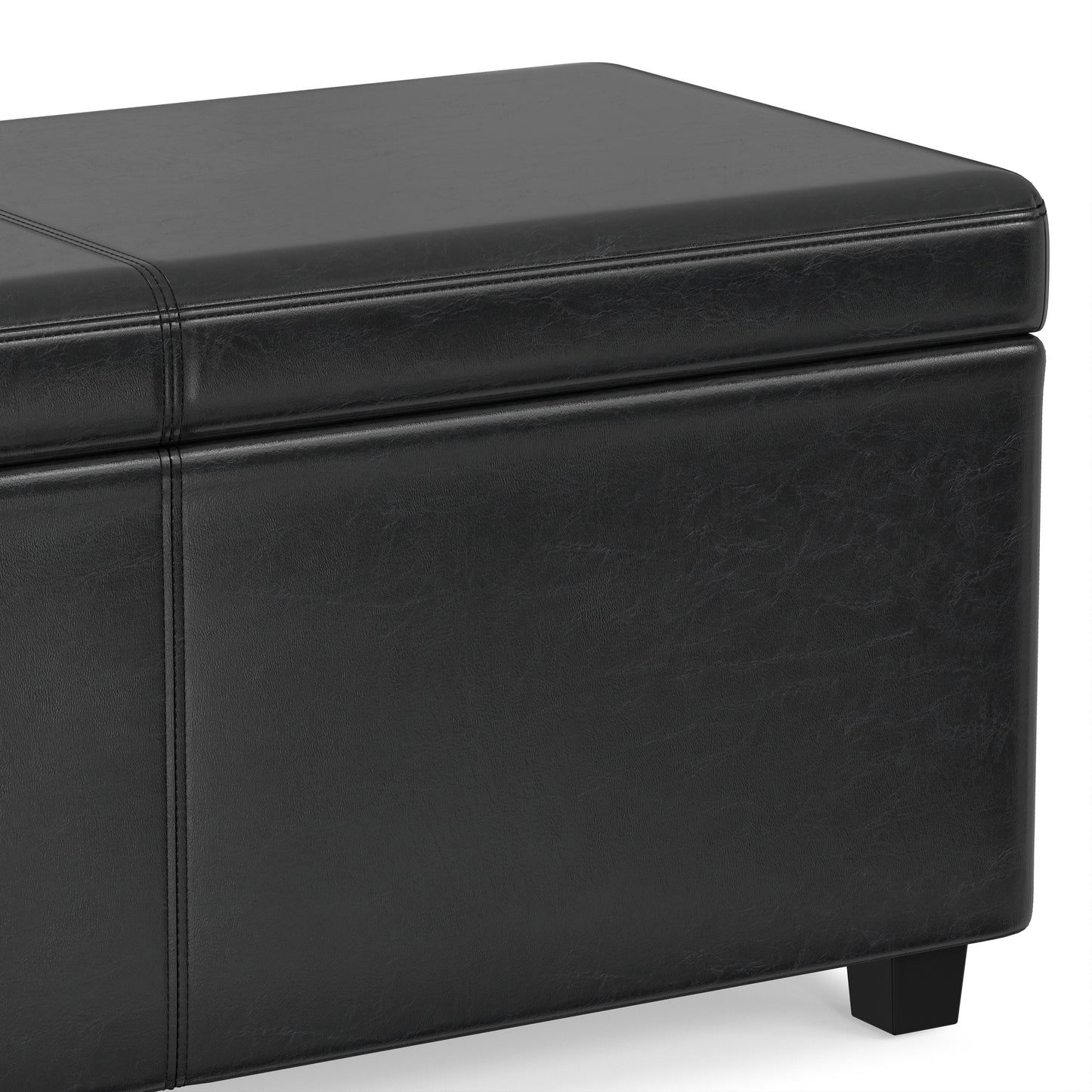 Midnight Black | Avalon 60 inch Storage Ottoman Bench