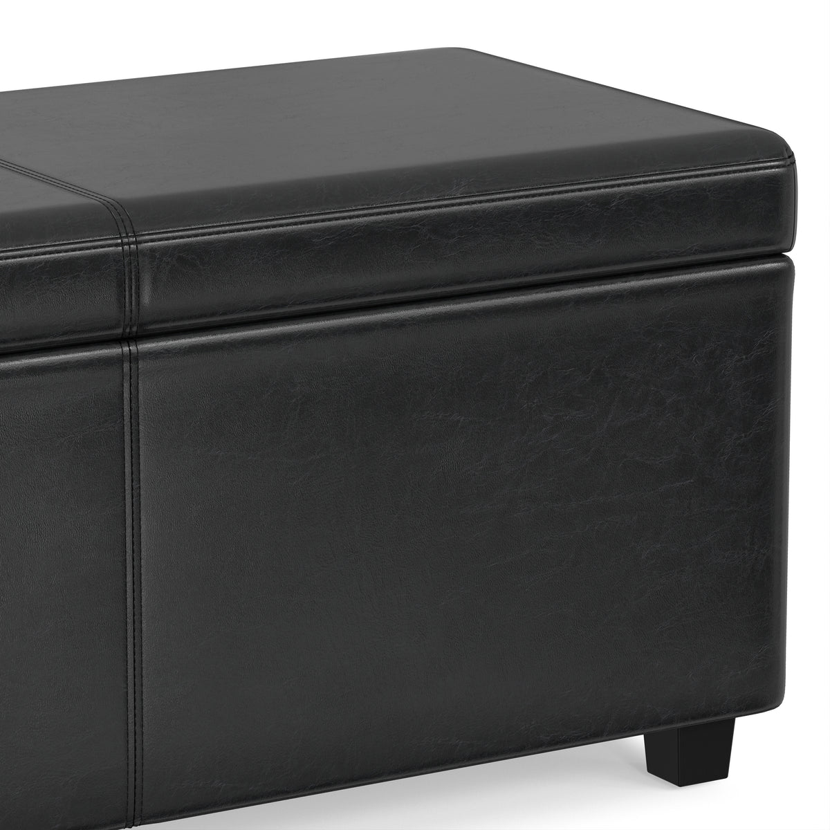 Midnight Black | Avalon 60 inch Storage Ottoman Bench