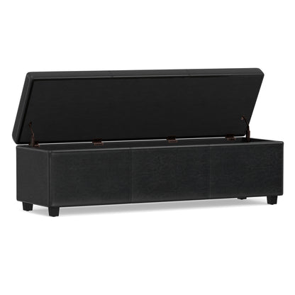 Midnight Black | Avalon 60 inch Storage Ottoman Bench