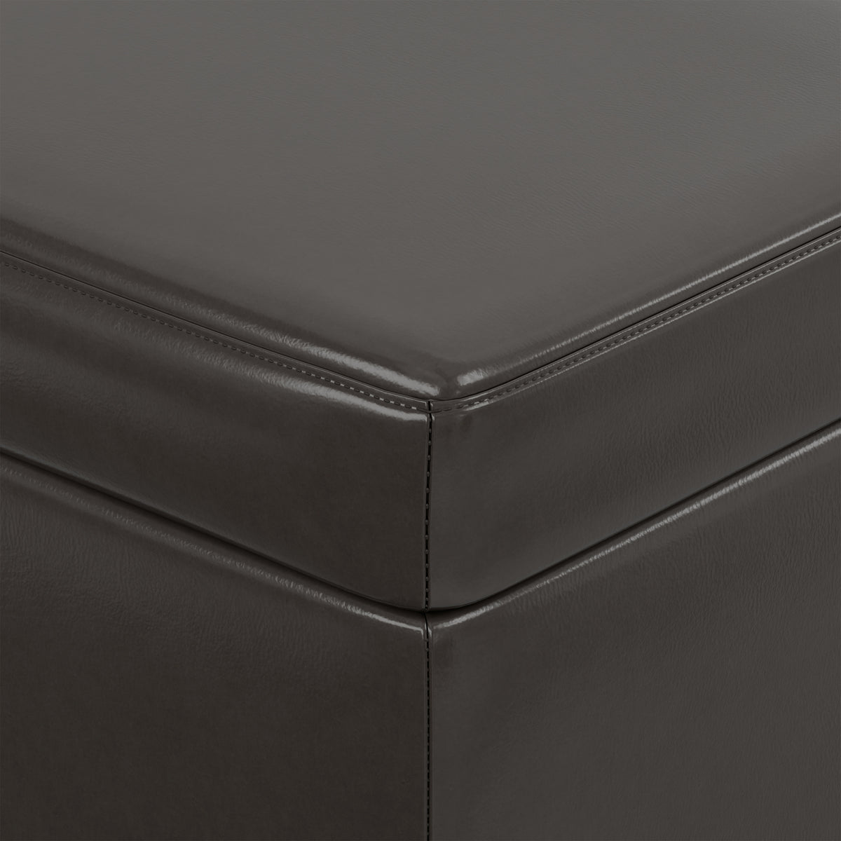 Tanner Brown Vegan Leather | Avalon Lift Top Storage Ottoman in Vegan Leather 