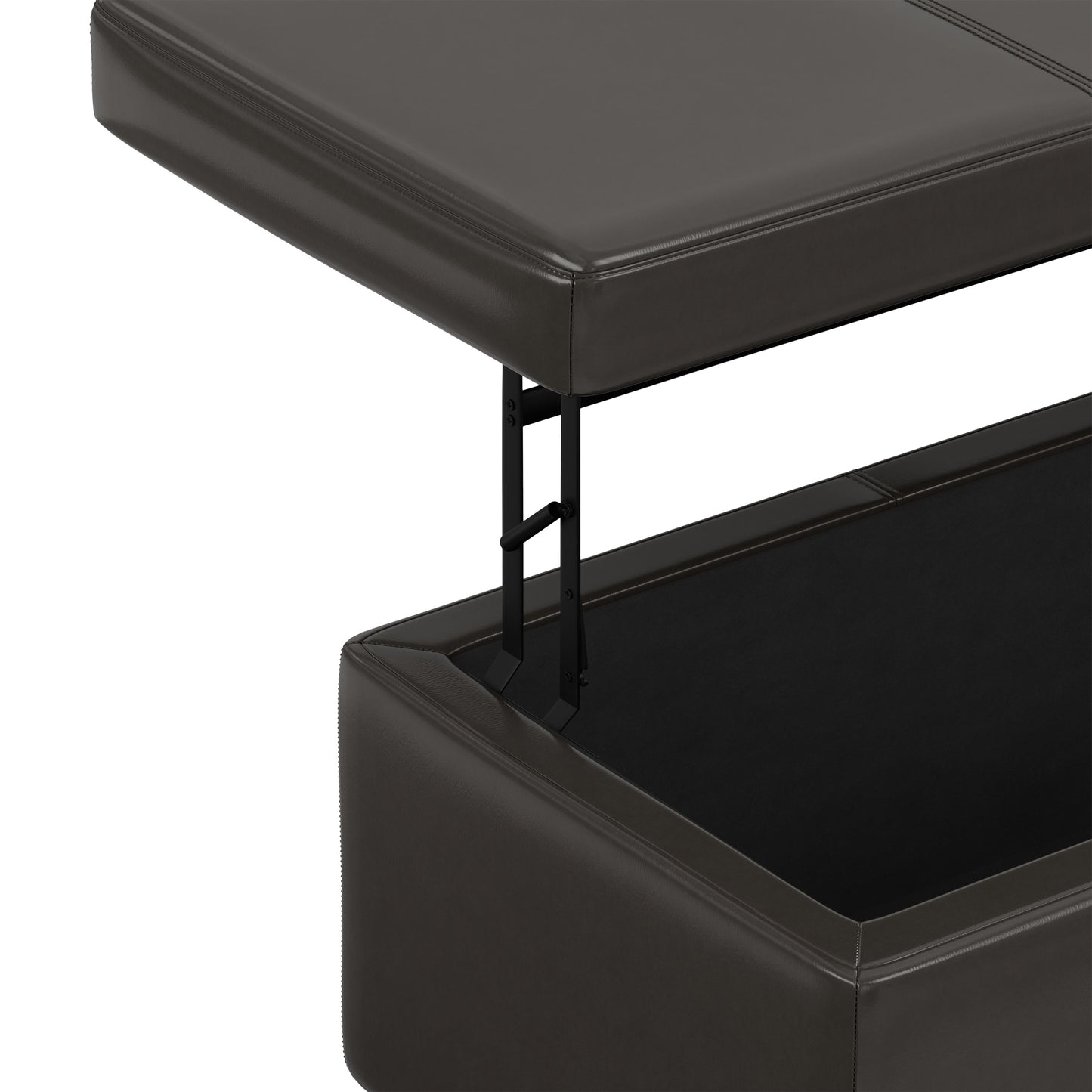 Tanner Brown Vegan Leather | Avalon Lift Top Storage Ottoman in Vegan Leather 
