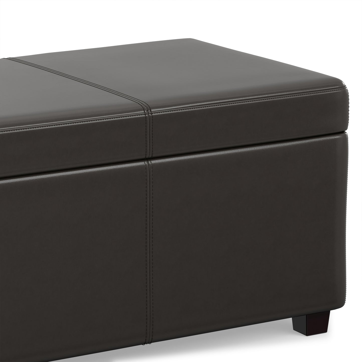 Tanner Brown Vegan Leather | Avalon Lift Top Storage Ottoman in Vegan Leather 