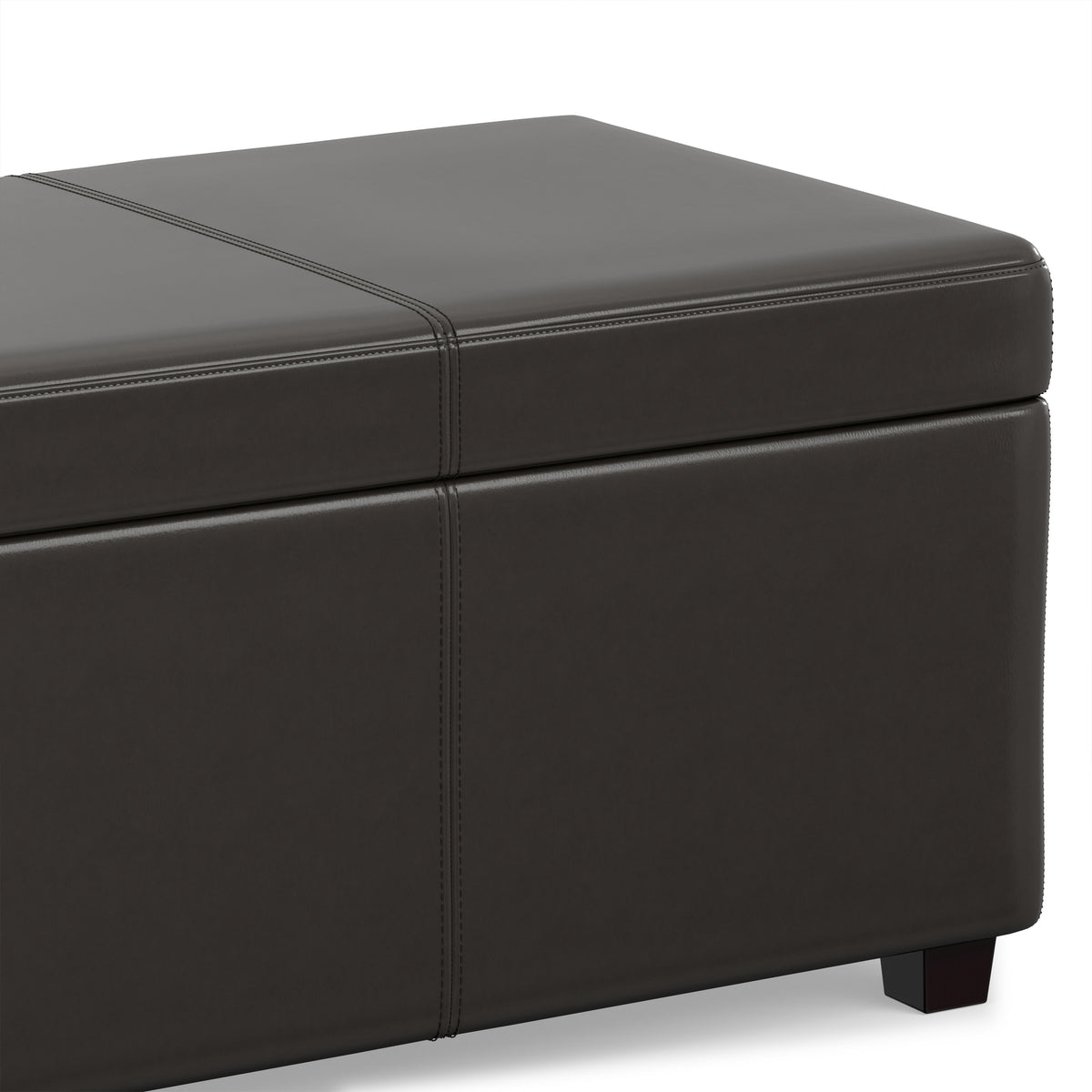 Tanner Brown Vegan Leather | Avalon Lift Top Storage Ottoman in Vegan Leather 