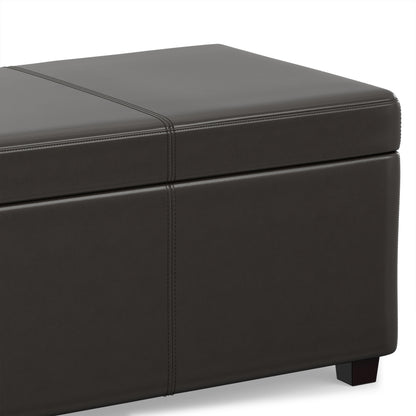 Tanner Brown Vegan Leather | Avalon Lift Top Storage Ottoman in Vegan Leather 