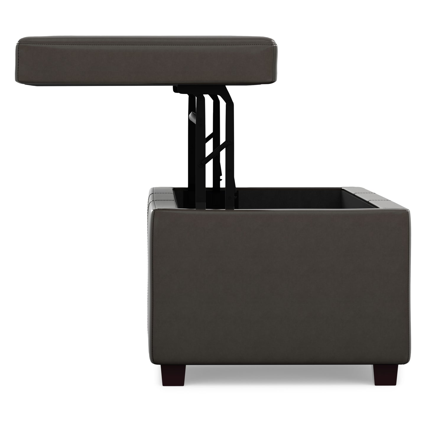 Tanner Brown Vegan Leather | Avalon Lift Top Storage Ottoman in Vegan Leather 