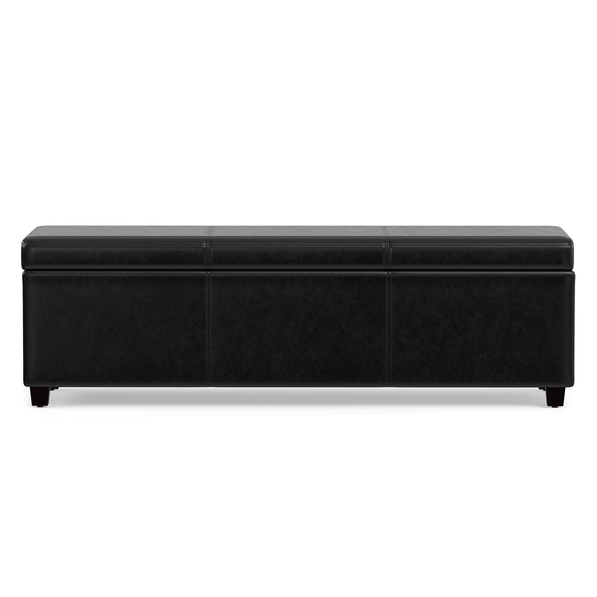 Midnight Black Vegan Leather | Avalon Extra Large Storage Ottoman in Vegan Leather