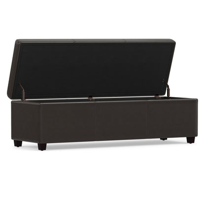 Tanners Brown Vegan Leather | Avalon Extra Large Storage Ottoman in Vegan Leather