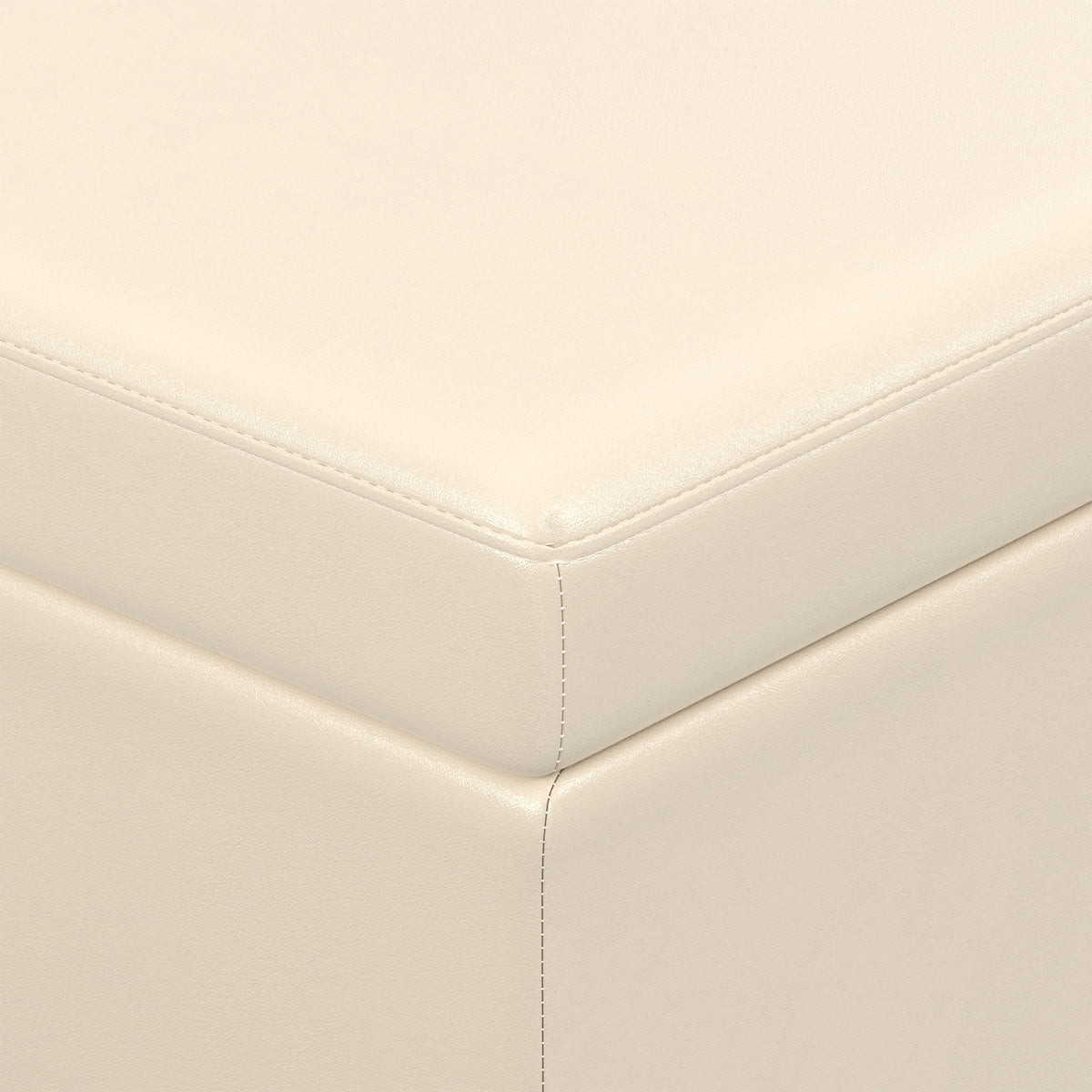 Satin Cream Vegan Leather | Avalon Extra Large Storage Ottoman in Vegan Leather