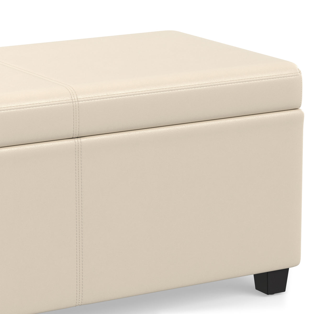 Satin Cream Vegan Leather | Avalon Extra Large Storage Ottoman in Vegan Leather