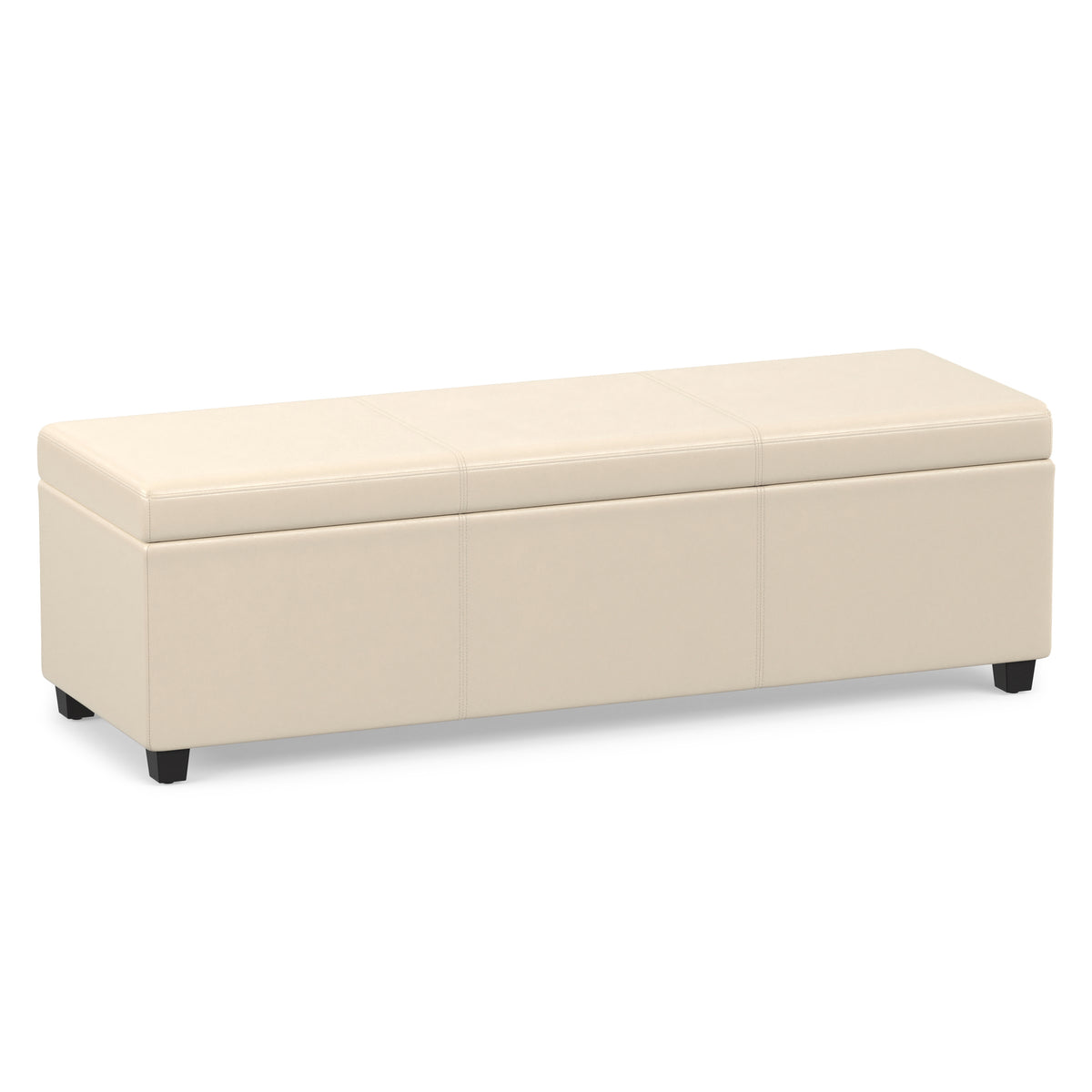 Satin Cream Vegan Leather | Avalon Extra Large Storage Ottoman in Vegan Leather