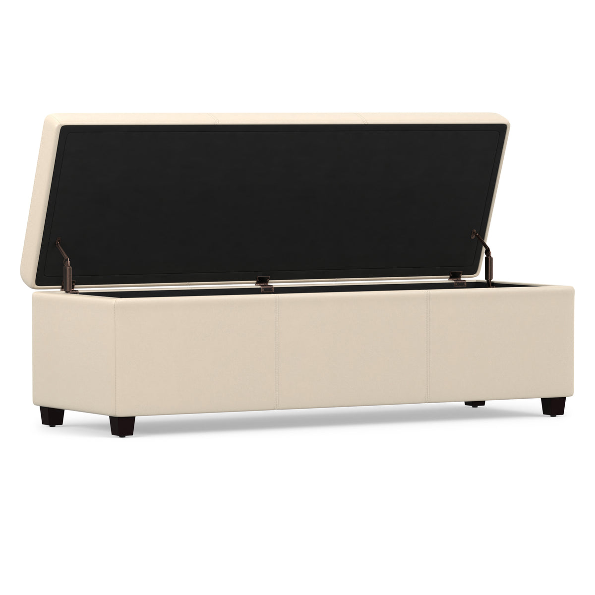 Satin Cream Vegan Leather | Avalon Extra Large Storage Ottoman in Vegan Leather