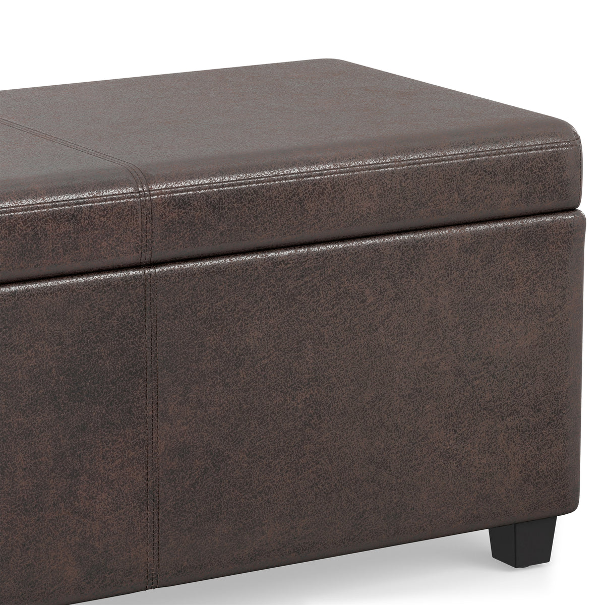 Distressed Brown Distressed Vegan Leather | Avalon Extra Large Storage Ottoman in Distressed Vegan Leather