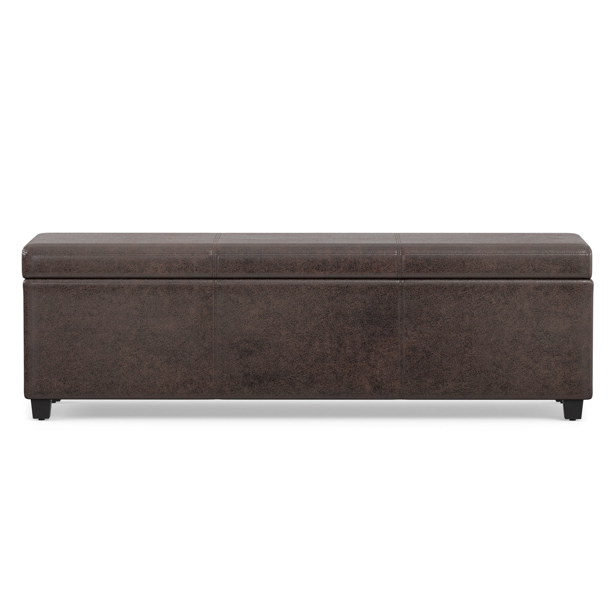 Distressed Brown Distressed Vegan Leather | Avalon Extra Large Storage Ottoman in Distressed Vegan Leather