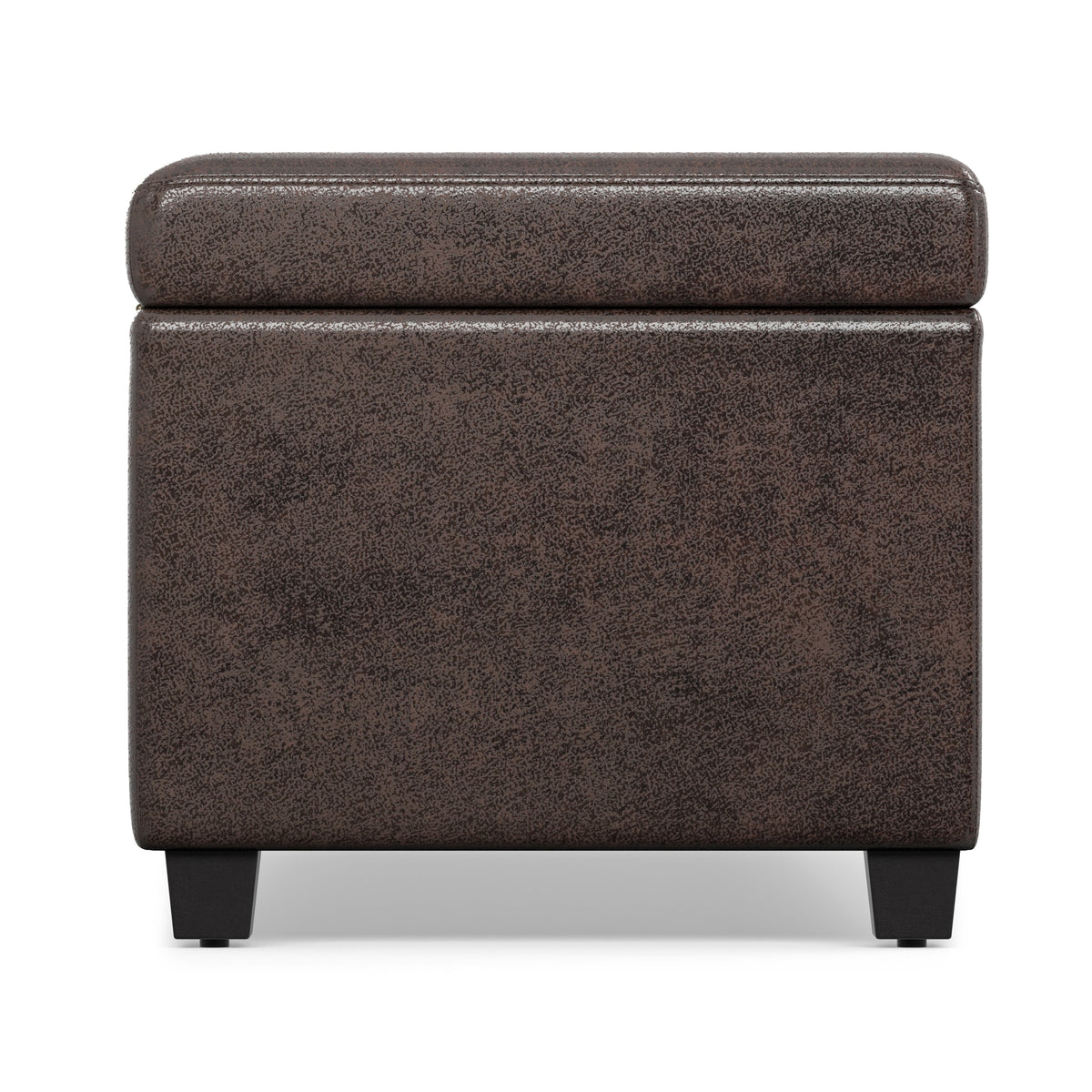 Distressed Brown Distressed Vegan Leather | Avalon Extra Large Storage Ottoman in Distressed Vegan Leather