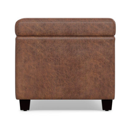 Distressed Saddle Brown Distressed Vegan Leather | Avalon Extra Large Storage Ottoman in Distressed Vegan Leather