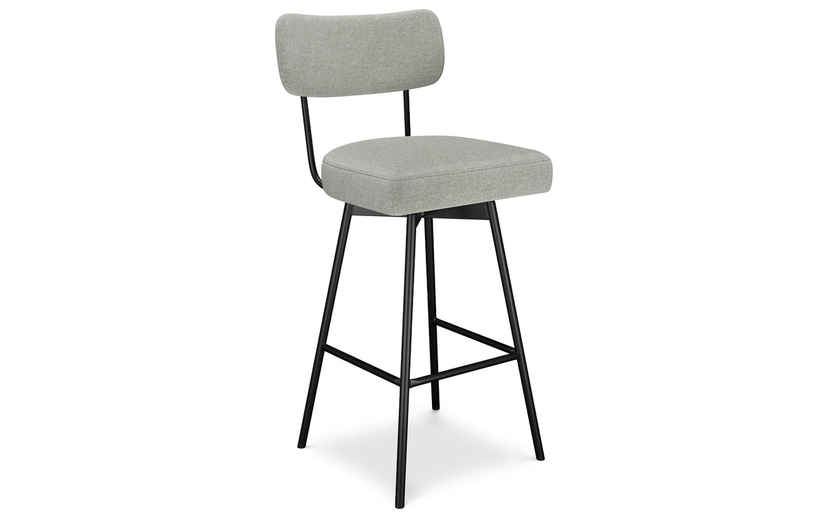 Light Grey Linen Style Fabric | Giselle Swivel Bar Stool (Set of 2)