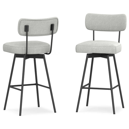 Light Grey Linen Style Fabric | Giselle Swivel Bar Stool (Set of 2)