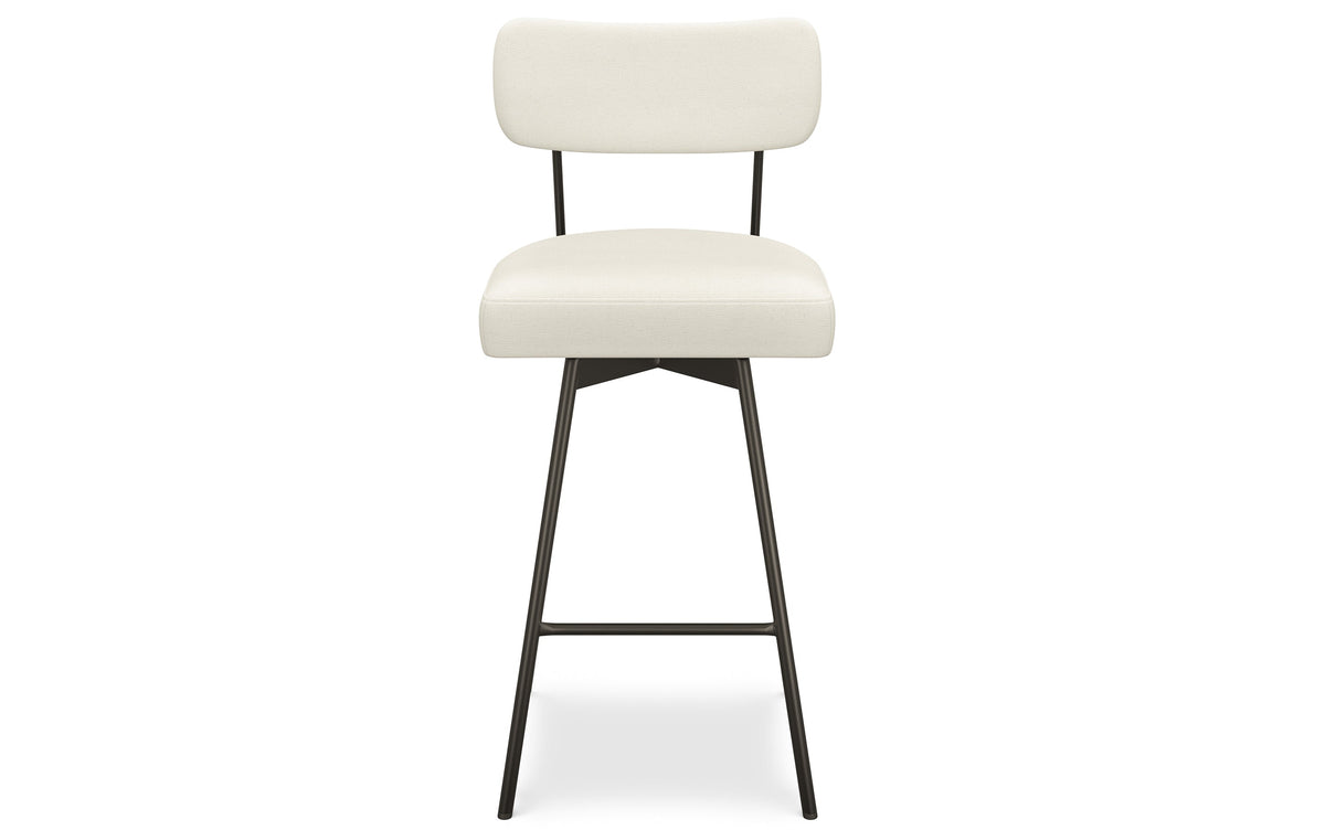 Natural Linen Style Fabric | Giselle Swivel Bar Stool (Set of 2)