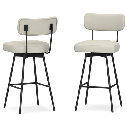 Natural Linen Style Fabric | Giselle Swivel Bar Stool (Set of 2)