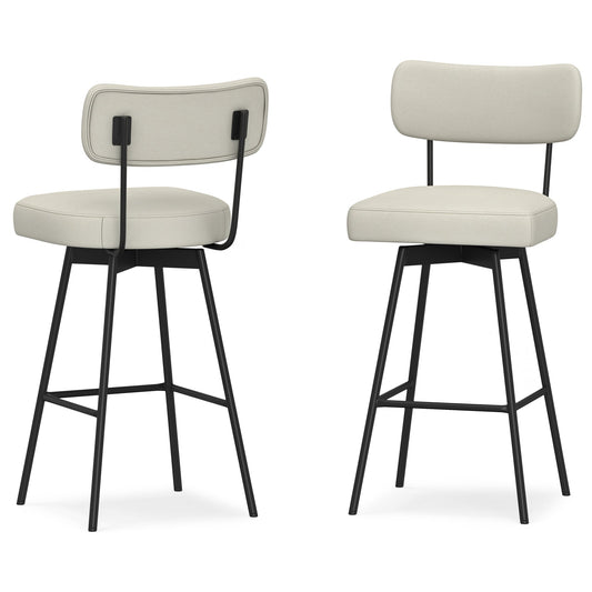 Natural Linen Style Fabric | Giselle Swivel Bar Stool (Set of 2)