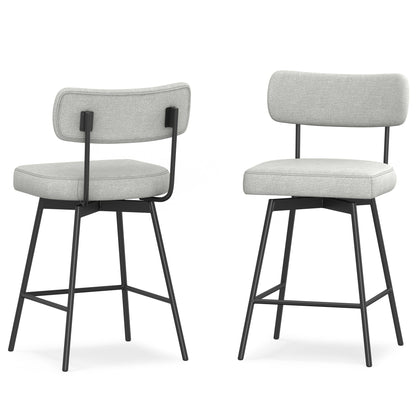 Light Grey Linen Style Fabric | Giselle Swivel Counter Height Stool (Set of 2)