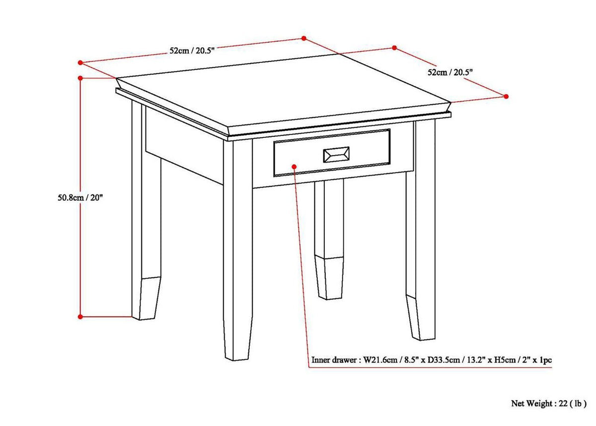 Natural Aged Brown | Artisan End Side Table
