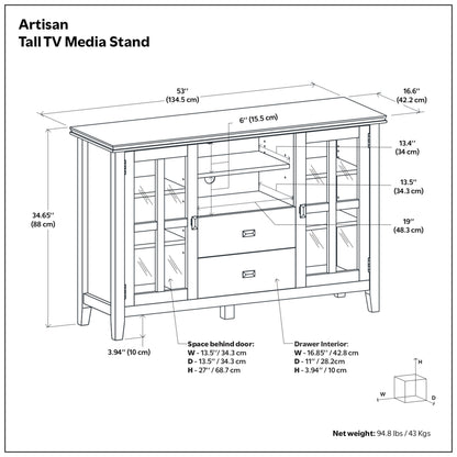 Black | Artisan Tall TV Media Stand