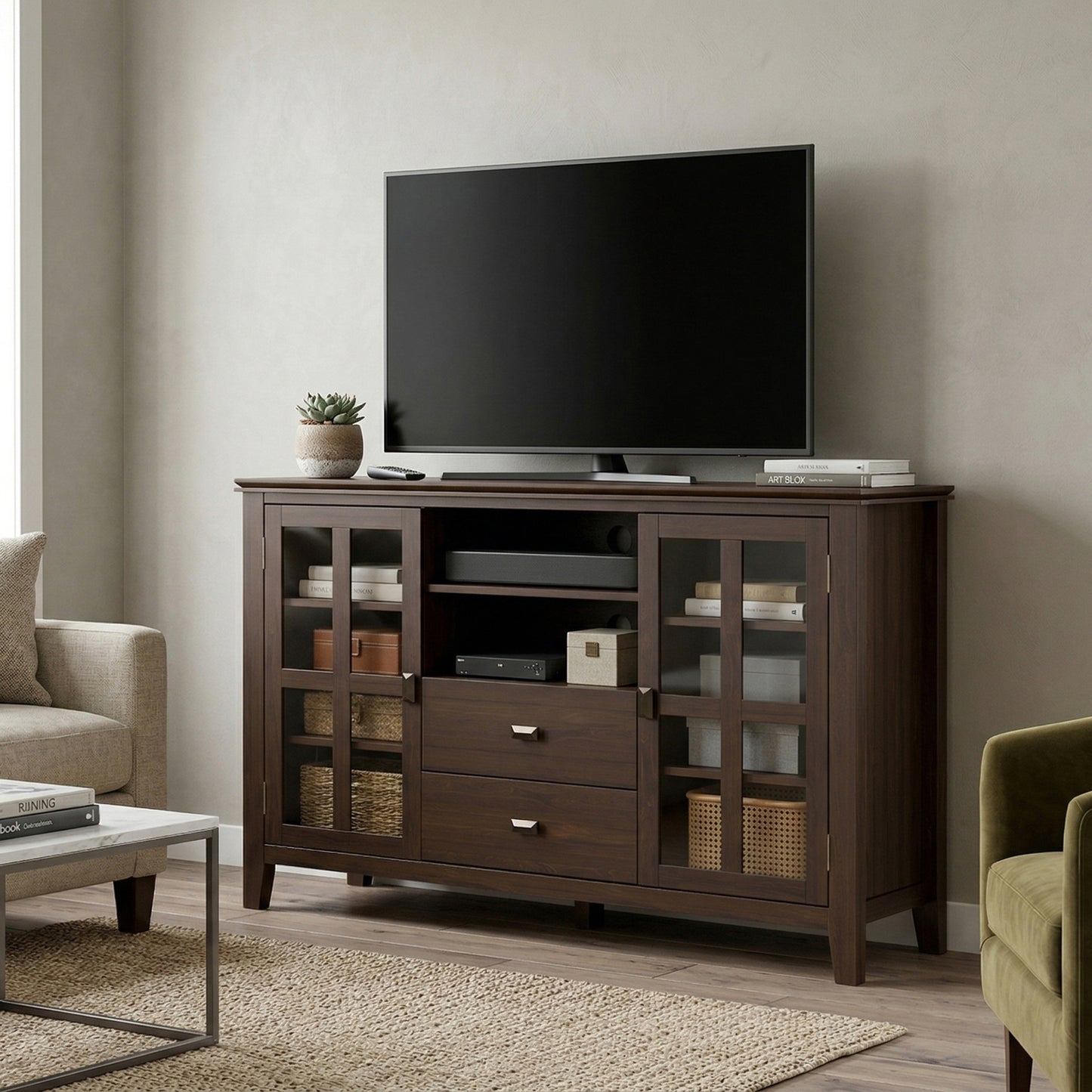 Natural Aged Brown | Artisan Tall TV Media Stand