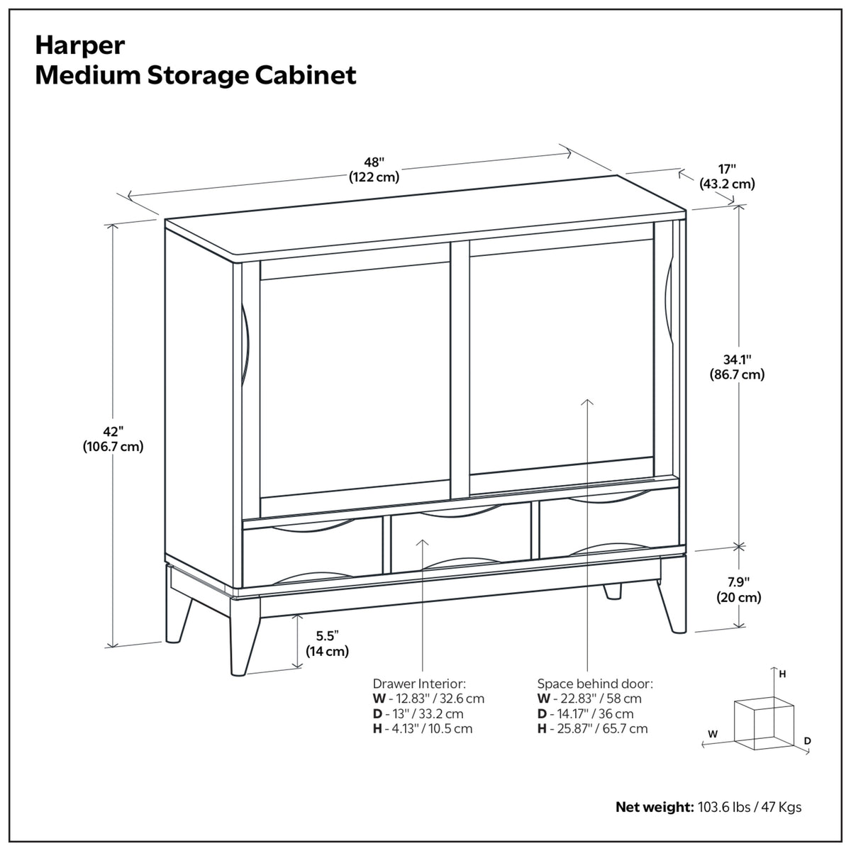 White | Harper Medium Storage Cabinet