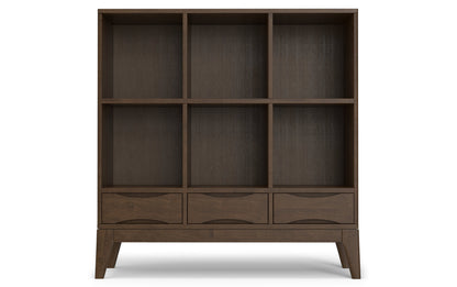 Walnut Brown | Harper Low 6 Cube Storage with Drawers