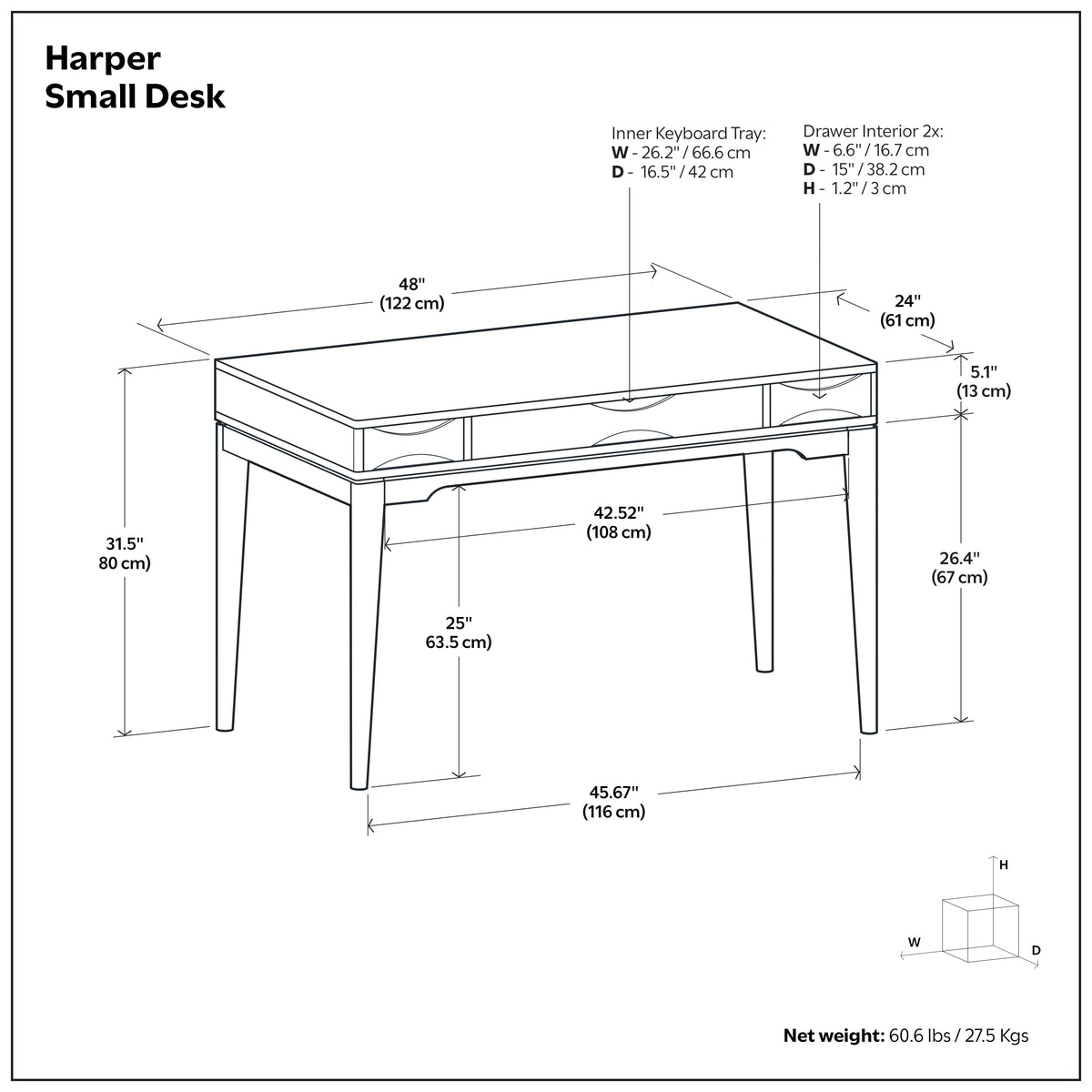 Honey Brown | Harper Small Desk