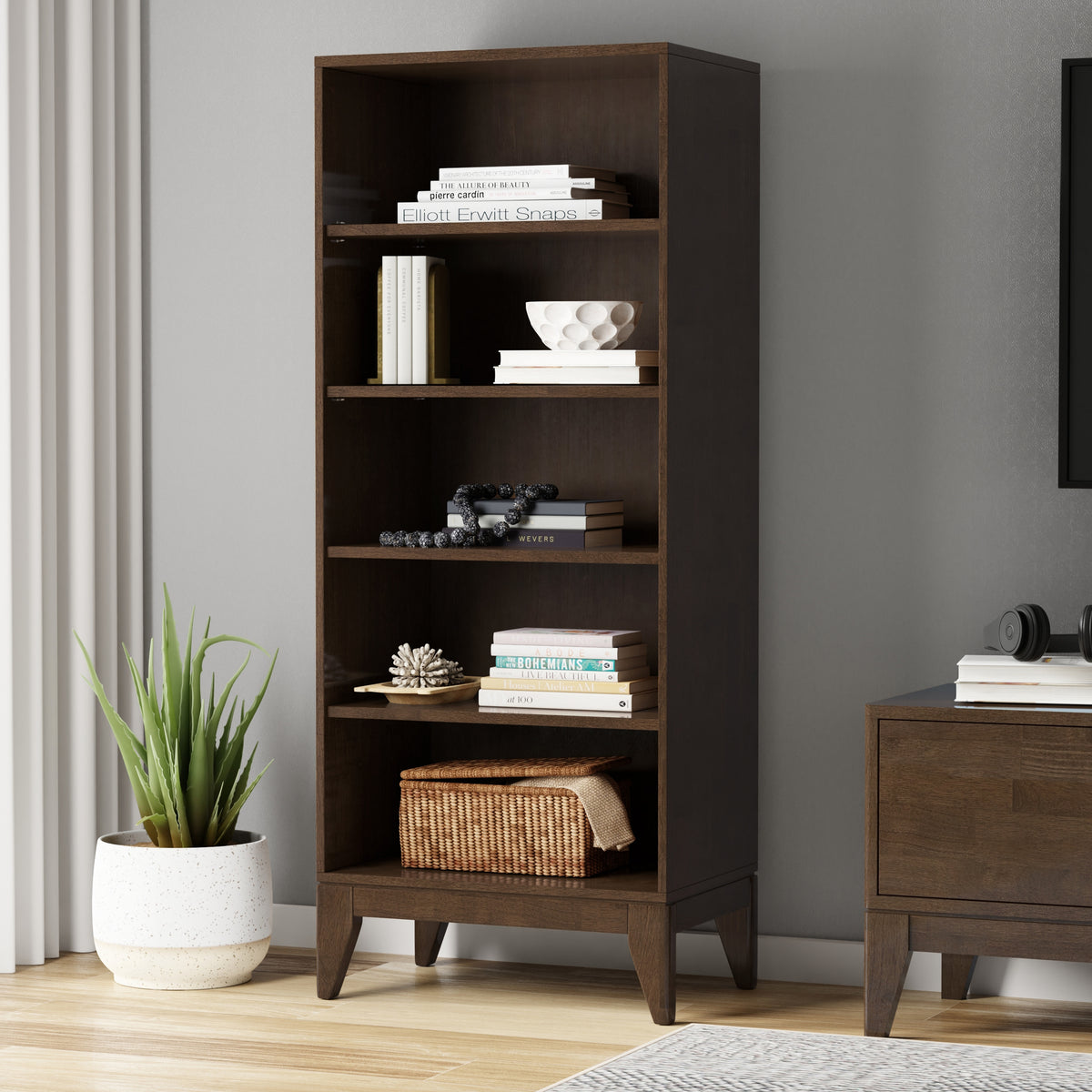Walnut Brown | Harper 5 Shelf Bookcase