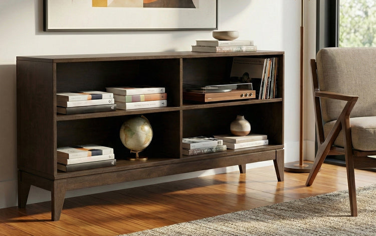 Walnut Brown | Harper 4-Shelf Low Bookcase