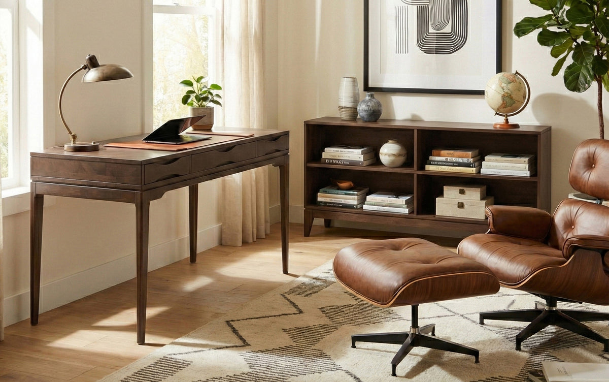 Walnut Brown | Harper 4-Shelf Low Bookcase