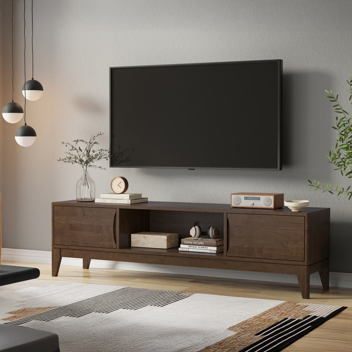 Walnut Brown | Harper 72 inch Low TV Media Stand