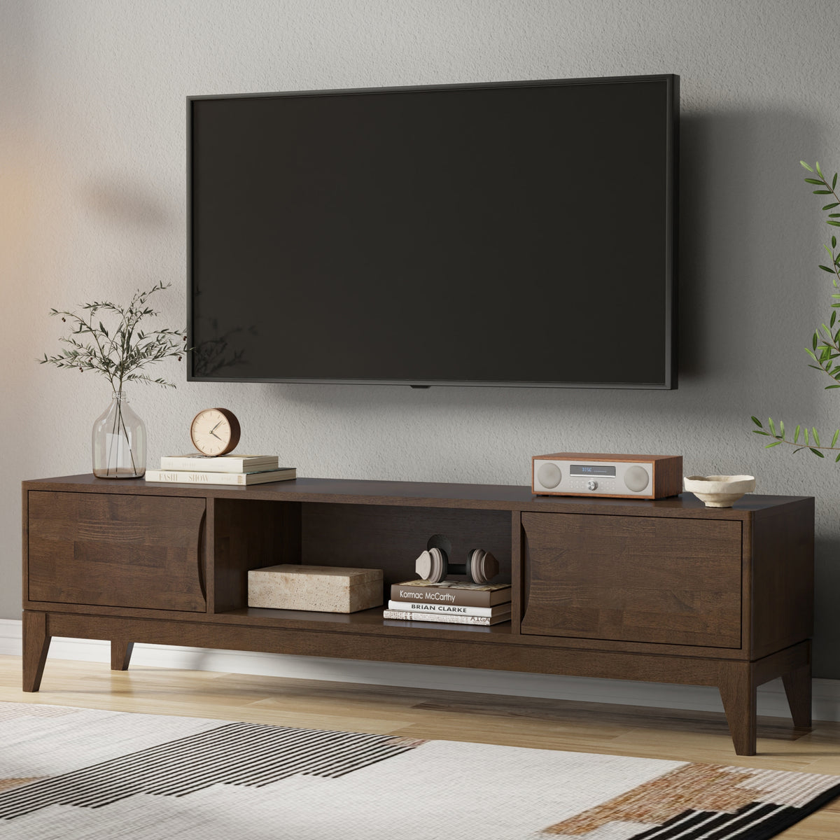 Walnut Brown | Harper 72 inch Low TV Media Stand