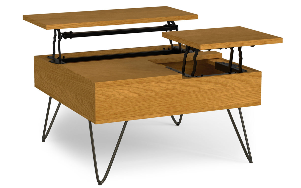 Oak Veneer Oak | Hunter Lift Top Square Coffee Table