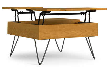 Oak Veneer Oak | Hunter Lift Top Square Coffee Table