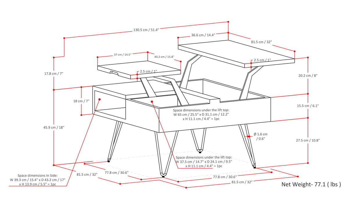 Walnut Walnut | Hunter Lift Top Square Coffee Table