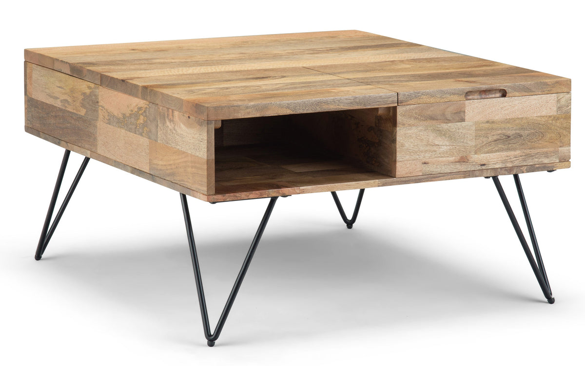 Refined Natural Mango | Hunter Lift Top Square Coffee Table