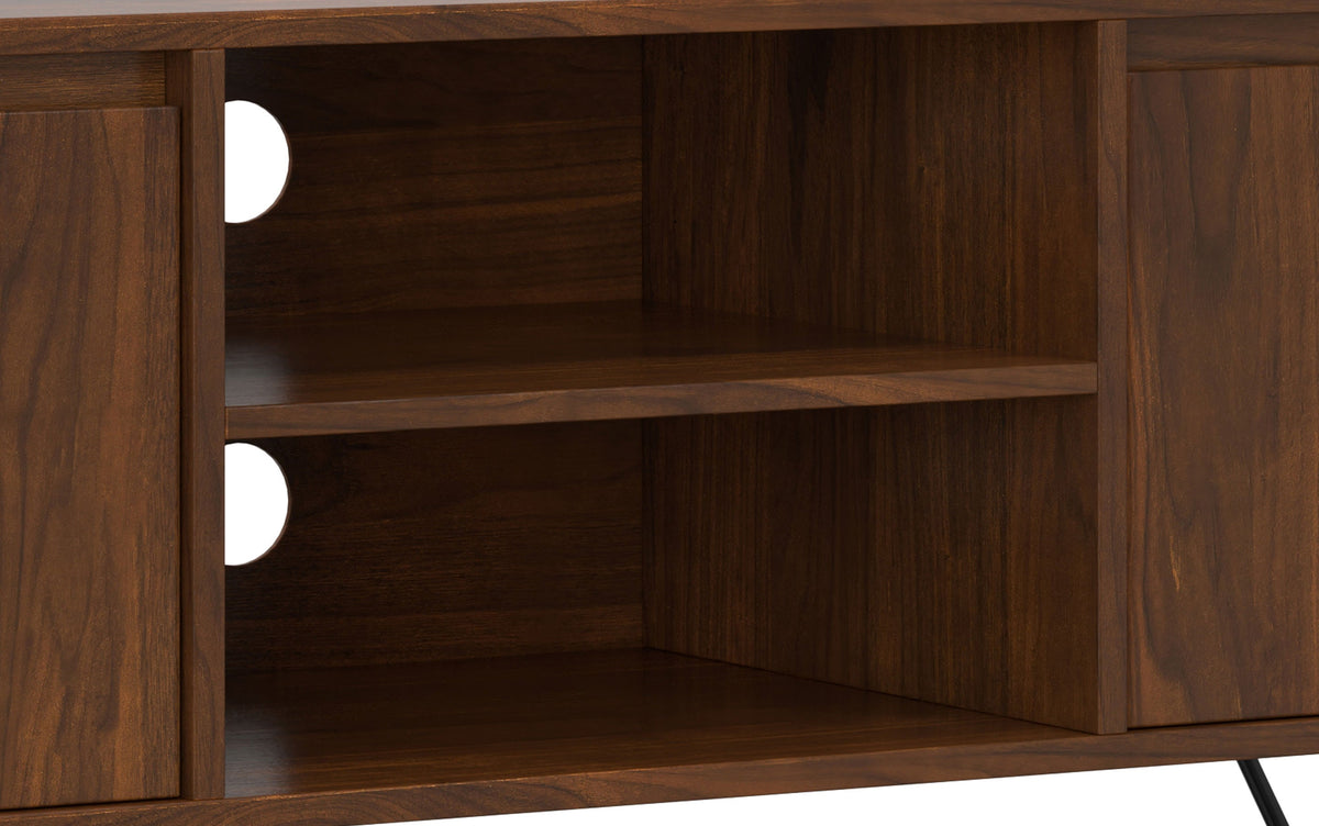 Walnut Walnut | Hunter 60 x 18 inch TV Media Stand in Natural Mango Wood for TVs up to 66 inches