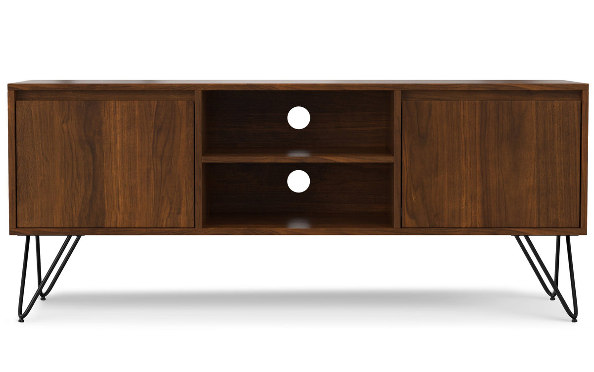 Walnut Walnut | Hunter 60 x 18 inch TV Media Stand in Natural Mango Wood for TVs up to 66 inches