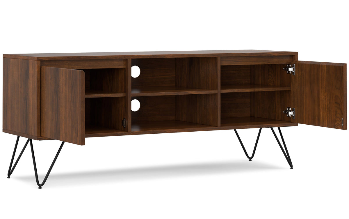 Walnut Walnut | Hunter 60 x 18 inch TV Media Stand in Natural Mango Wood for TVs up to 66 inches