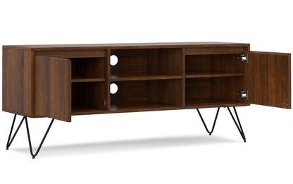 Walnut Walnut | Hunter 60 x 18 inch TV Media Stand in Natural Mango Wood for TVs up to 66 inches