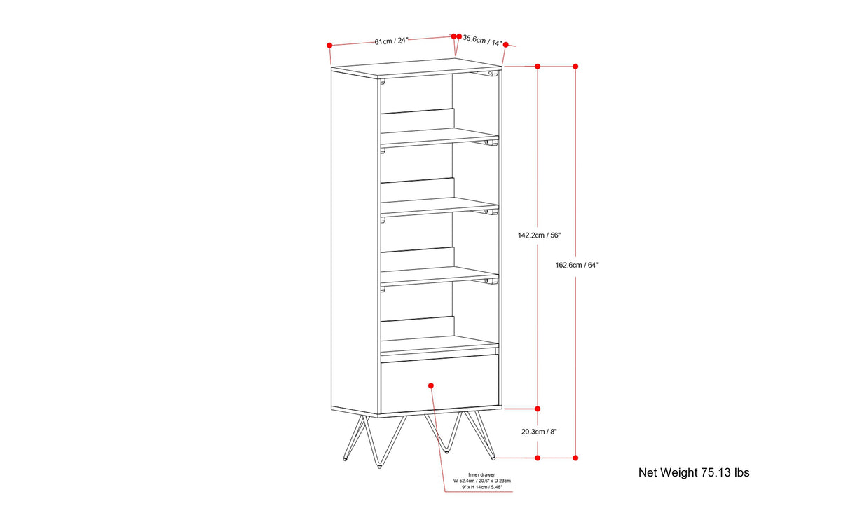 Refined Natural Mango | Hunter Tall Bookcase in Mango