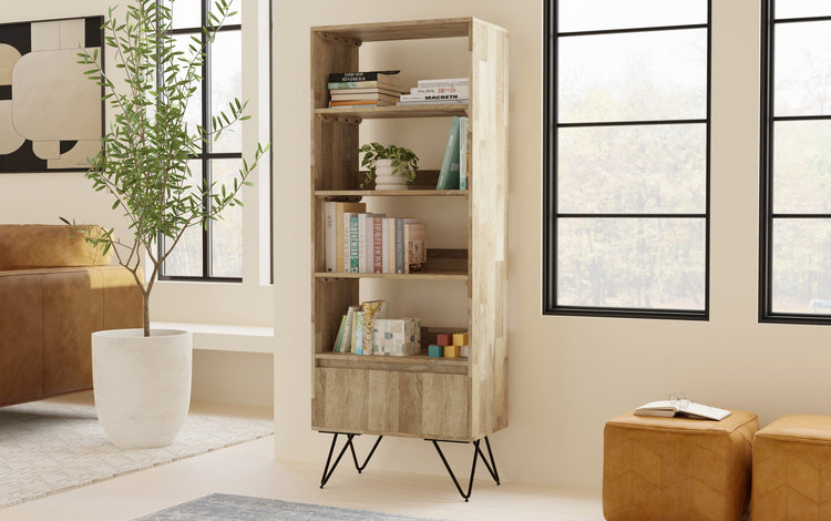 Refined Natural Mango | Hunter Tall Bookcase in Mango