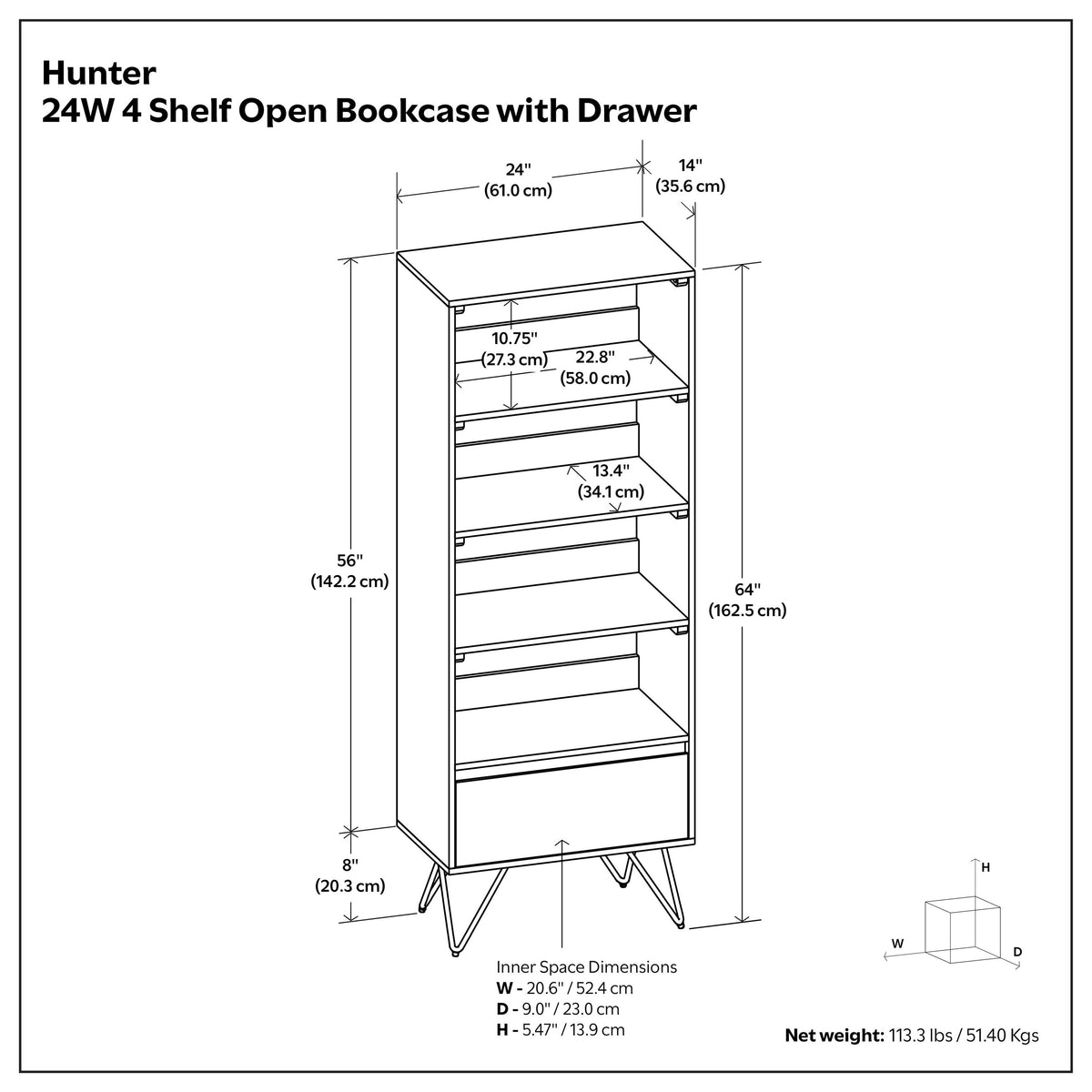 Refined Natural Mango | Hunter Tall Bookcase in Mango
